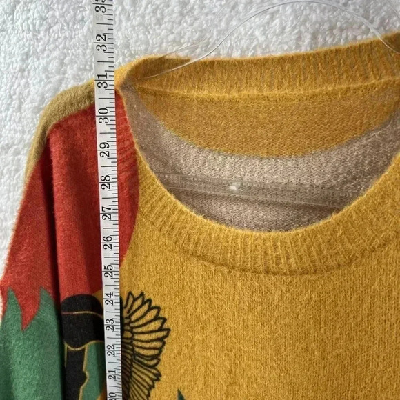 YESNO Wool Blend Womens L Sweater Graphic Oversized Pullover Casual Loose Long S - Picture 7 of 14